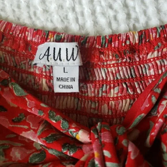 AUW Red Floral Midi Dress - Picture 8 of 14